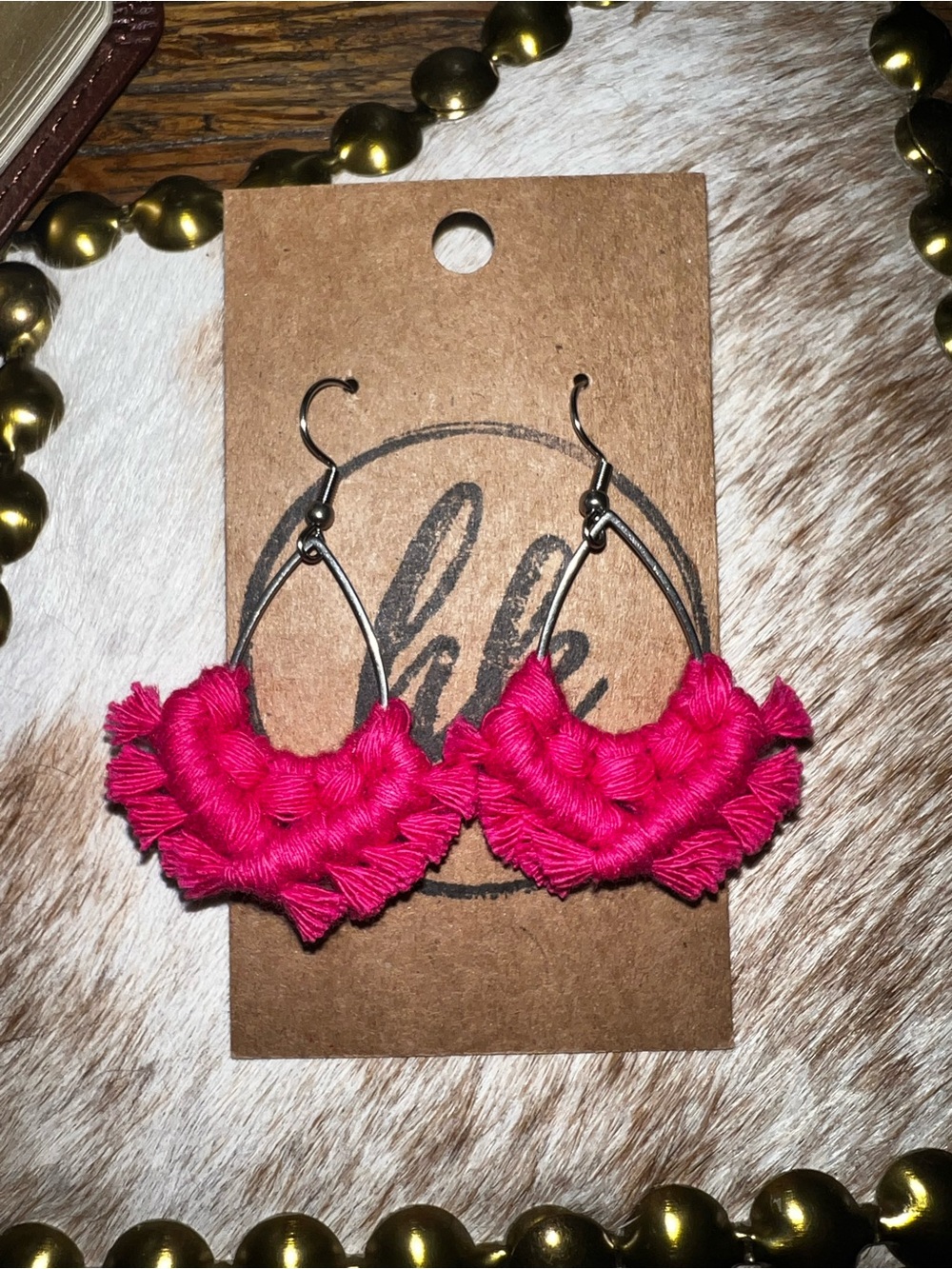 Handcrafted Hot Pink Fringe Hoop Earrings - Women Jewelry